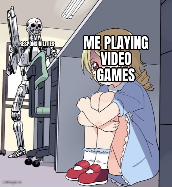 Anime Girl Hiding from Terminator preview
