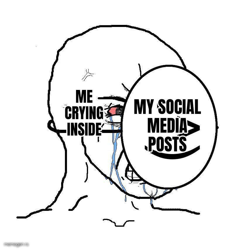 Pretending To Be Happy, Hiding Crying Behind A Mask preview