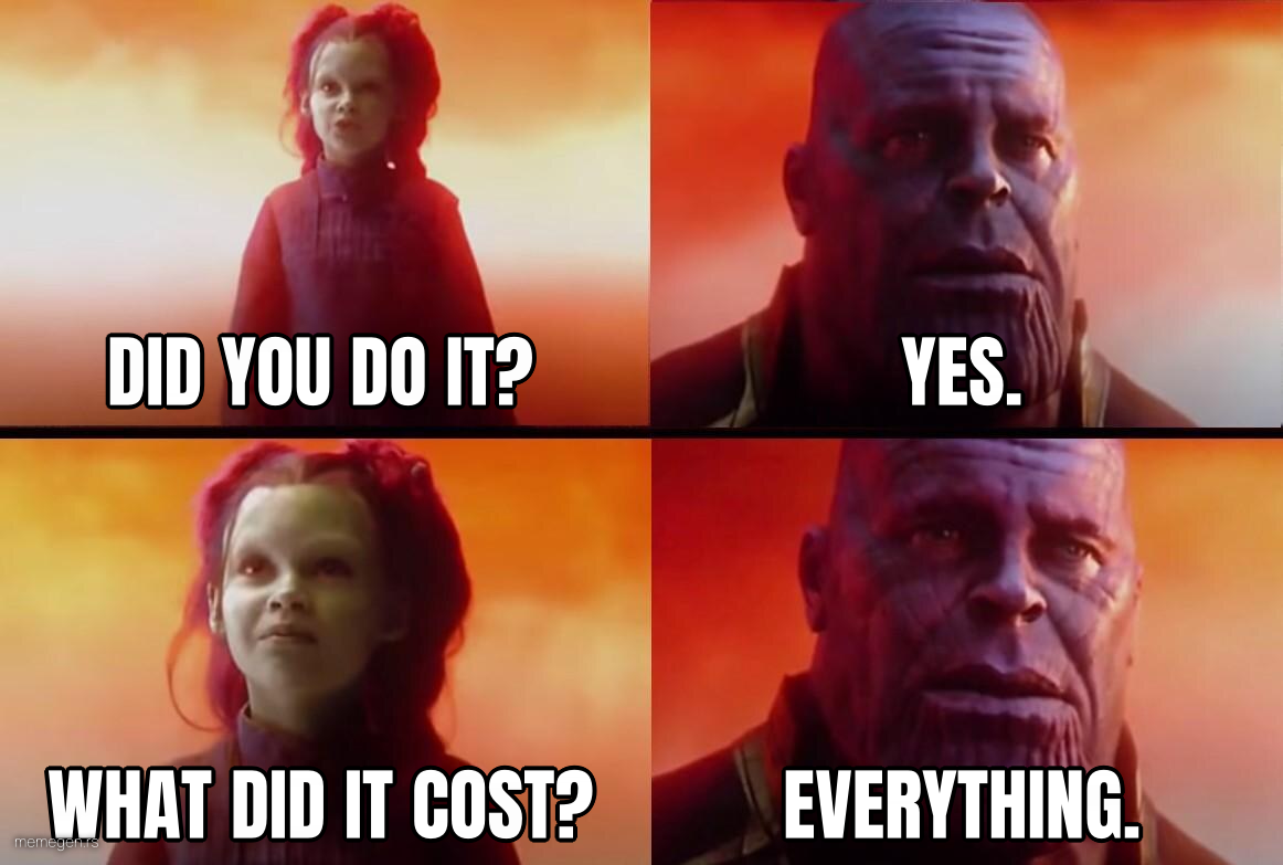 Did you do it? Yes. What did it cost? Everything. preview