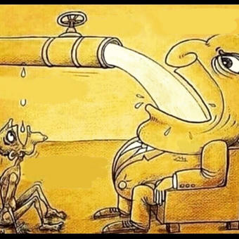 Fat guy drinking water