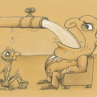 fat man drinking from pipe