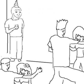 Guy in corner of party