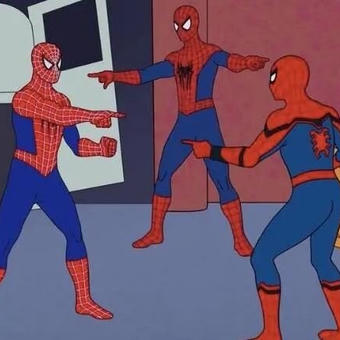 Three Spider-Men Pointing