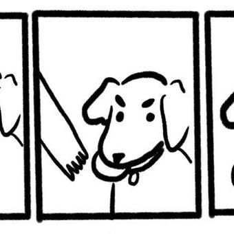 Dog getting petted comic